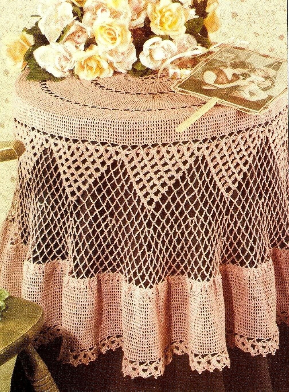PDF FILE  Rose Garland Tablecloth/Doily/Vintage Crochet Pattern INSTRUCTIONS ONLY