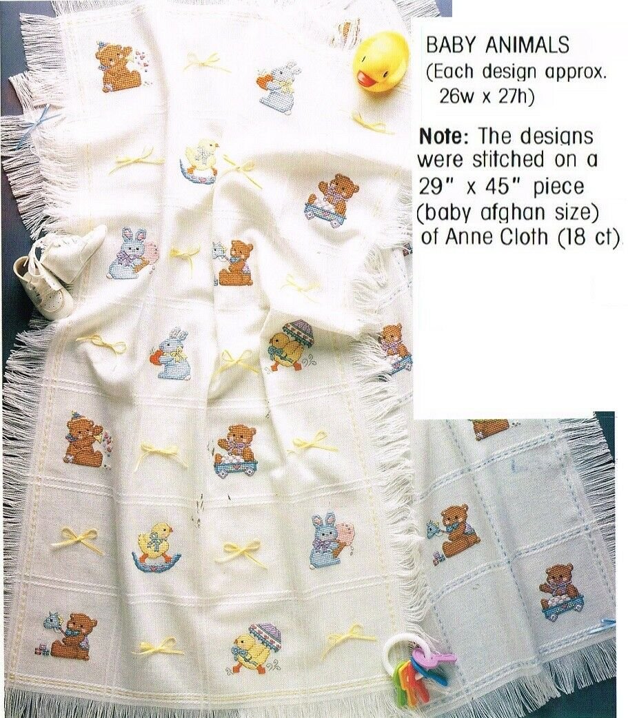 PDF FILE  BABY ANIMALS VINTAGE CROSS STITCH PATTERN INSTRUCTIONS