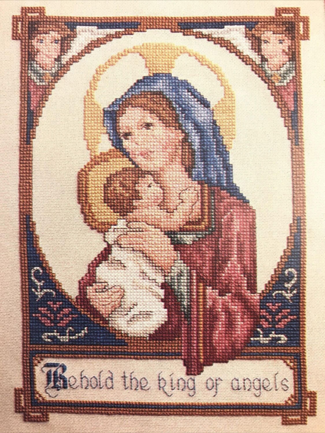 PDF FILE Christmas  behold the king of angels vintage cross stitch pattern