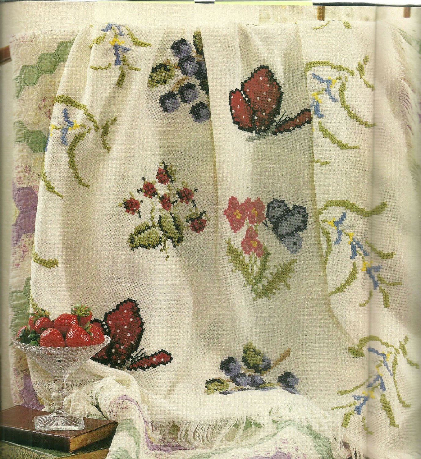 butterflies and berries afghan CROSS STITCH PATTERN