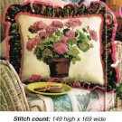 --PDF FILE - Watercolor Geranium Pillow + Flower Bookmark-VINTAGE 50s  CSOSS STITCH PATTERN