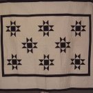 Beautiful Hand Quilted Navy & Cream 8 Point Star Quilt