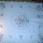 Hand stitched Embroidered Quilt Flowers / Blue Trim
