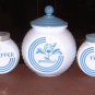 VITROCK Fire King Blue Circle Range Set Grease Jar Sugar F/S/P