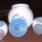 VITROCK Fire King Blue Circle Range Set Grease Jar Sugar F/S/P