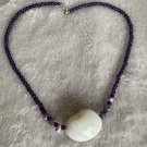 Purple beads with White Shell Focal Bead Necklace