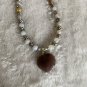 Faceted Stone and Silver Beaded Necklace