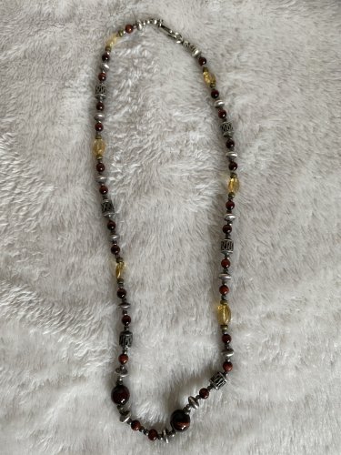 Stone and Silver Bead Necklace