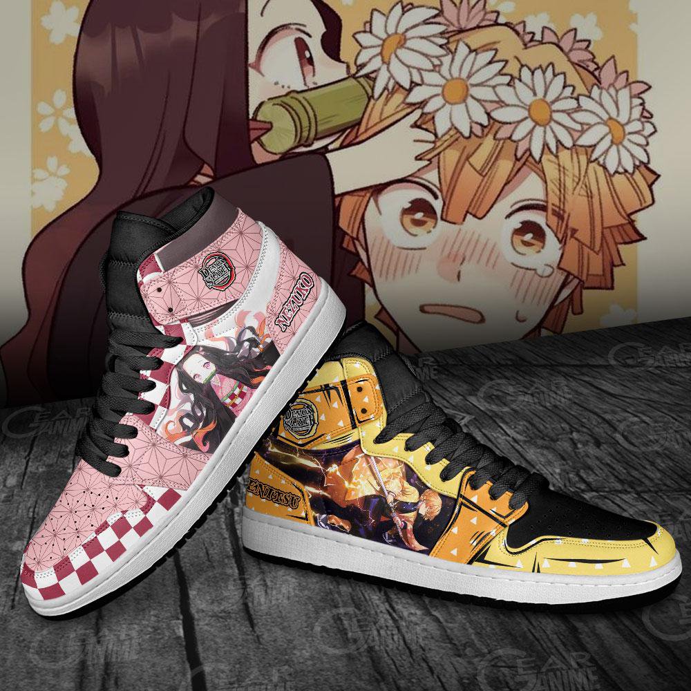 Zenitsu And Nezuko Sneakers Demon Slayer Anime Shoes 6139