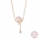 925 Sterling Silver Dolphin Necklace Women Clavicle Chain Day Fritillary Pendant