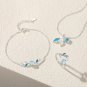 New S925 Sterling Silver Forest Fresh Necklace Female Blue Cystal Clavicle Chain