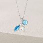 New S925 Sterling Silver Forest Fresh Necklace Female Blue Cystal Clavicle Chain