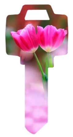 Key Blanks. Tulip image printed key blank.