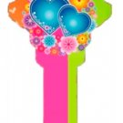 Key Blanks. Flowers and Hearts image printed on a key blank