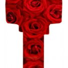 Key Blanks. Rose Flower image printed on a key blank.