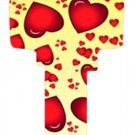 Key Blanks. Hearts image printed on key blank. Valentine Key