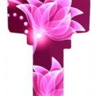 Key Blanks. Pink Flower image printed on key blank.