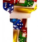 Key Blanks. Dice image printed on key blank.