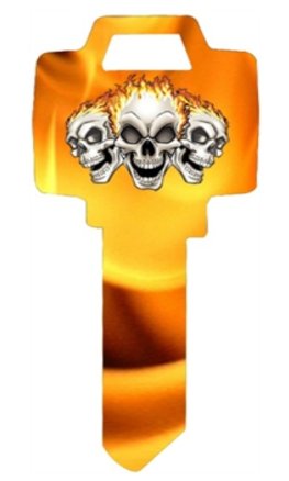 Key Blanks. Skull image printed on key blank.