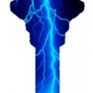 Key Blanks. Lightning image printed on key blank.