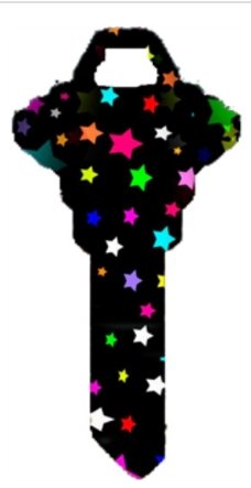 Key Blanks. Stars image printed on a key blank.