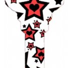 Key Blanks. Stars and Hearts image printed on a  key blank. Valentine Key