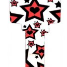 Key Blanks. Stars and Hearts image printed on a key blank. Valentine Key