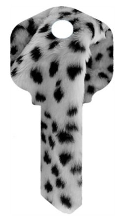 Key Blanks. Dalmatians image printed on a key blank.
