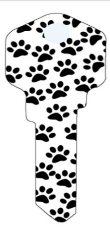 Key Blanks. Paws image printed on a key blank.