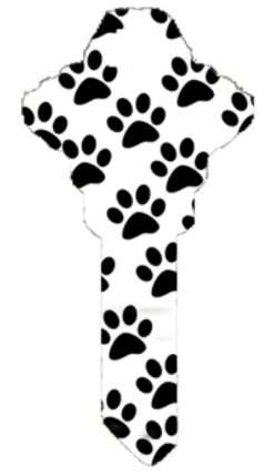 Key Blanks. Paws image printed on a key blank.