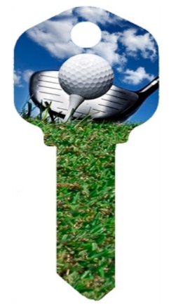 Key Blanks. Golf image printed on a key blank.