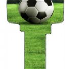 Key Blanks. Soccer image printed on a key blank.