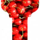 Key Blanks. Cherries image printed on a key blank.
