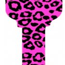 Key Blanks. Pink Leopard image printed on a house key blank.