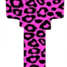 Key Blanks. Pink Leopard image printed on a house key blank.