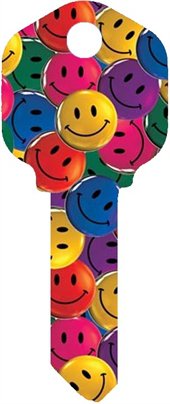 Key Blanks. Happy Faces image on house Key Blank