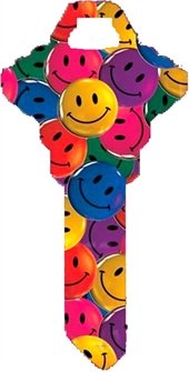 Key Blanks. Happy Faces image on house Key Blank