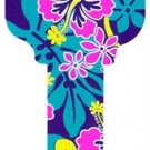 Key Blanks. Purple Hibiscus image printed on house Key Blank.