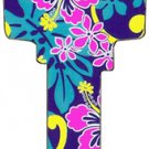Key Blanks. Purple Hibiscus image on house Key Blank