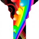 Key Blanks. Rainbow Hearts image on house Key Blank