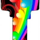 Key Blanks. Rainbow Hearts image on house Key Blank