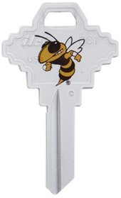 Key Blank. NCAA Key blank - GEORGIA TECH YELLOW JACKETS image on house Key.