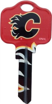 Key Blanks. NHL- CALGARY FLAMES image on house Key.