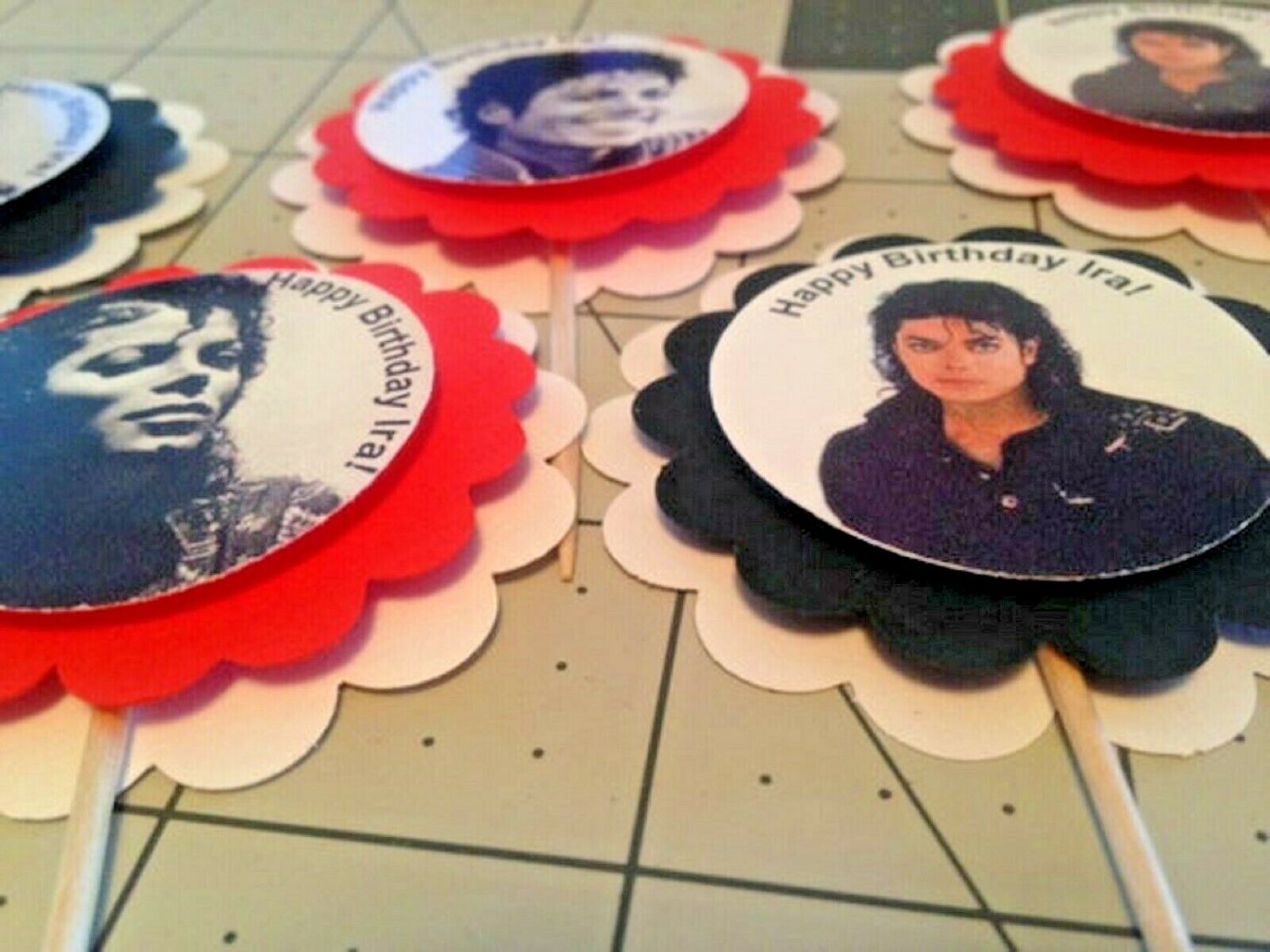 Michael Jackson Personalized Cupcake Toppers Birthday Party handmade