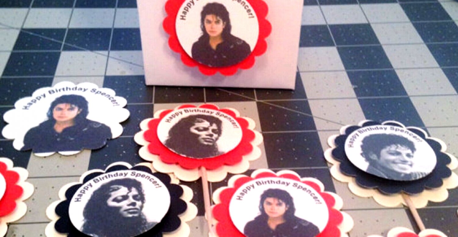 Michael Jackson Party Personalized 3-D cupcake toppers 12 birthday supplies