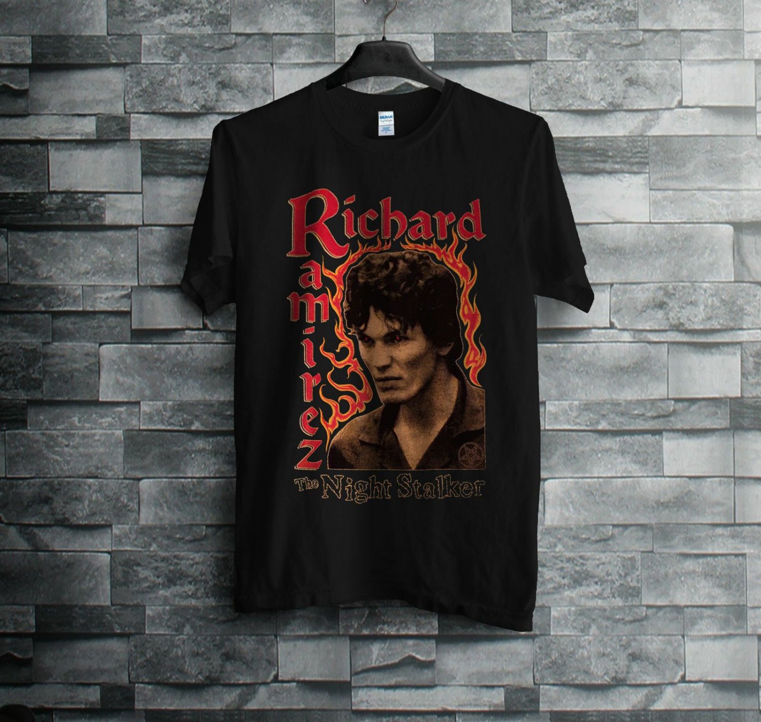 VTG RICHARD RAMIREZ THE NIGHT STALKER T-SHIRT GILDAN REPRINT