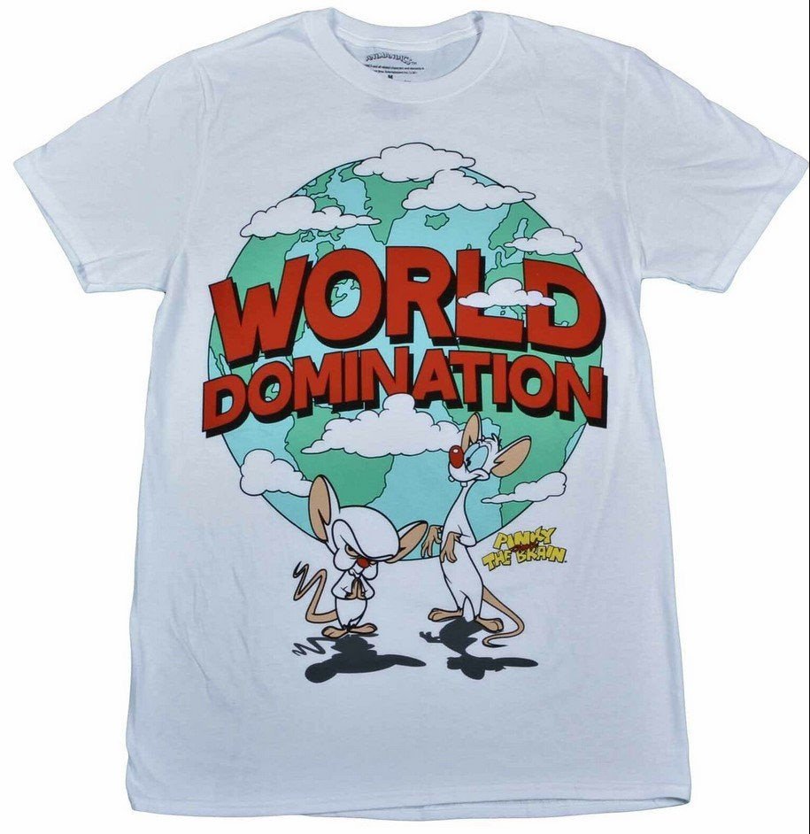Animaniacs Pinky and the Brain World Domination Cartoon T-Shirt Tee