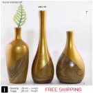TEAK WOOD FLOWER Vase 100% SOLID ANTIQUE UNIQUE ORIGINAL JEPARA iNDONESIA Home Decor