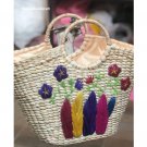 Womens Flower Straw bag,Beach bag, Flower Woven bag,Tote bag, Water hyacinth bag,Straw clutch bag