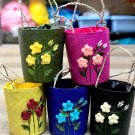 Womens Flower embroidered pandanus bag Woven bag